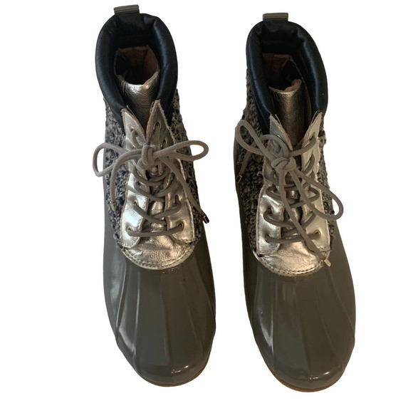 Sam Edelman Caldwell Waterproof Rain Snow Duck Silver Gray Boots Size 9 - Picture 3 of 12